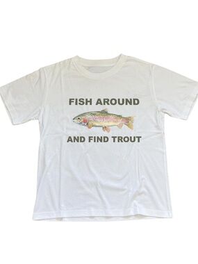 Gildan White 'Fish Around and Find Trout' Graphic T-Shirt